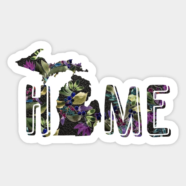 Watercolor Flowers & Black Leather Michigan Home | Cherie's Art (c)2020 Sticker by CheriesArt